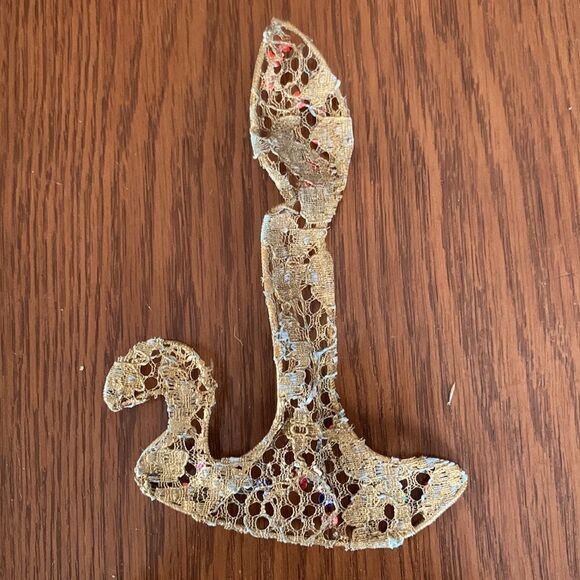 2 Vtg gold with spangles Christmas tree ornaments - Picture 4 of 6